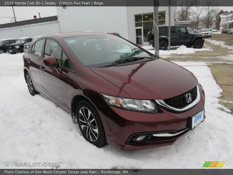 Crimson Red Pearl / Beige 2013 Honda Civic EX-L Sedan