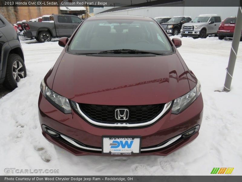 Crimson Red Pearl / Beige 2013 Honda Civic EX-L Sedan