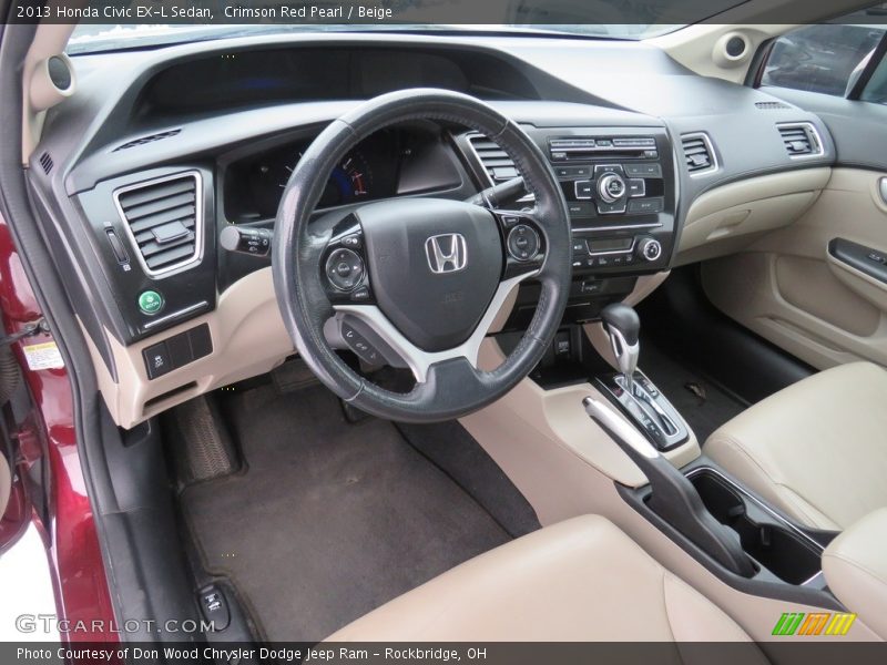 Crimson Red Pearl / Beige 2013 Honda Civic EX-L Sedan