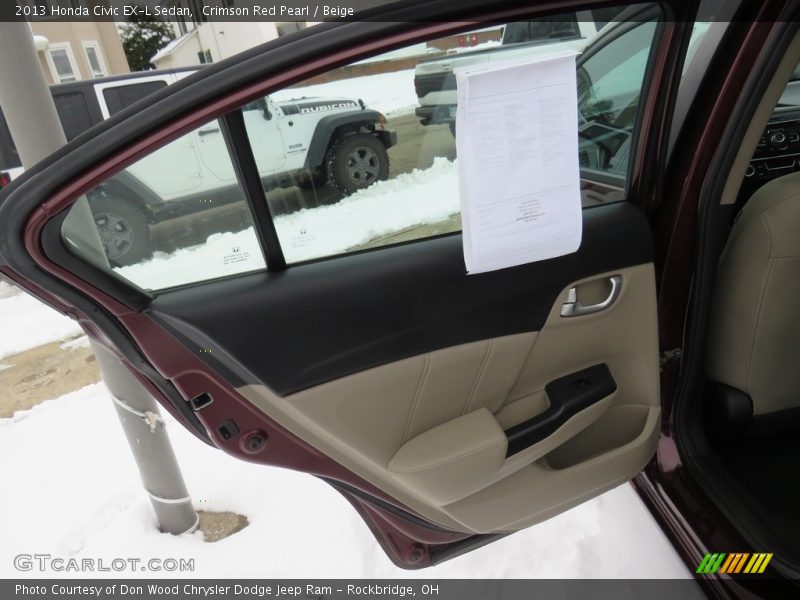 Crimson Red Pearl / Beige 2013 Honda Civic EX-L Sedan
