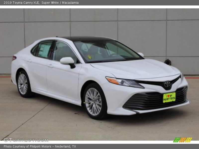 Super White / Macadamia 2019 Toyota Camry XLE