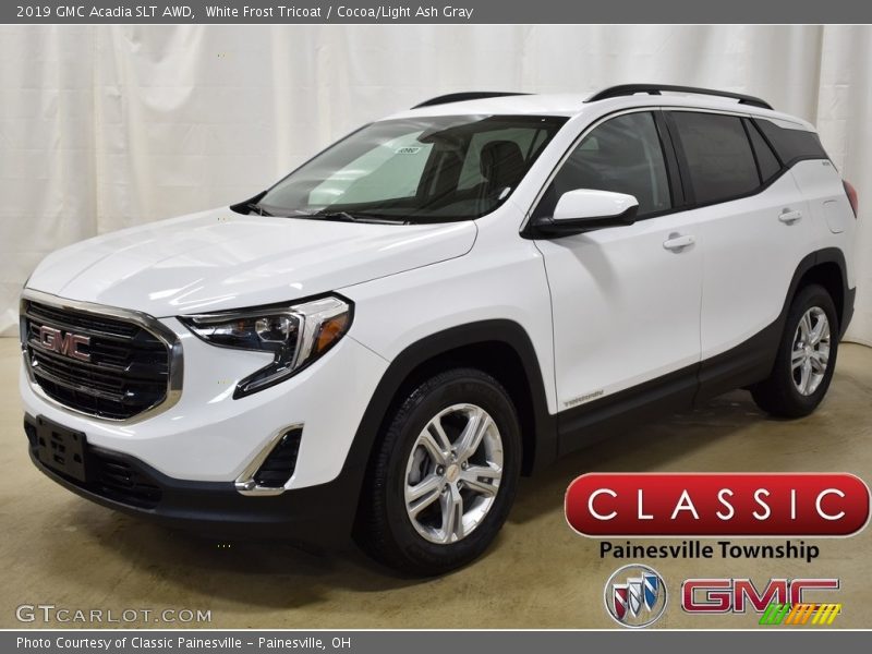 White Frost Tricoat / Cocoa/Light Ash Gray 2019 GMC Acadia SLT AWD