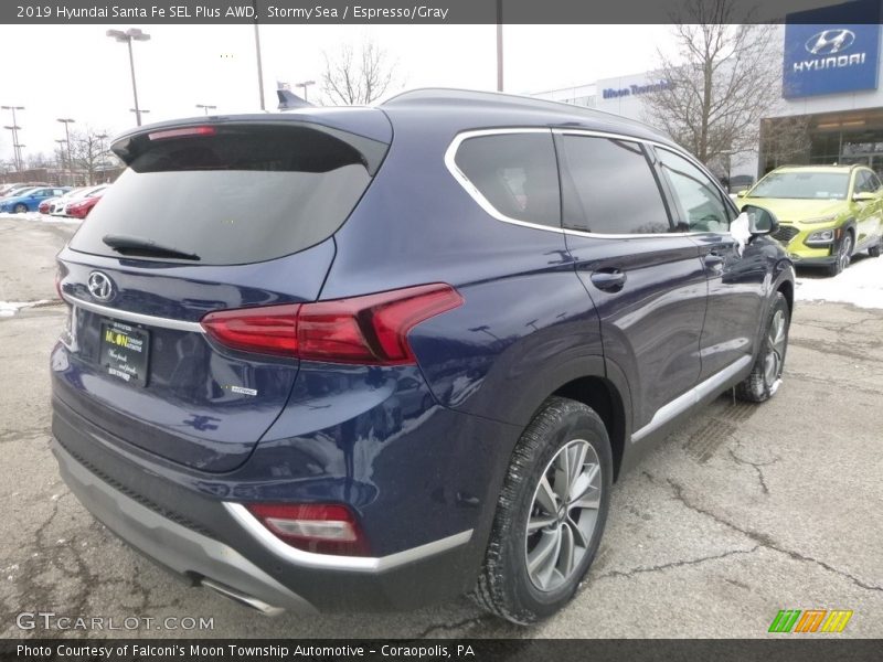 Stormy Sea / Espresso/Gray 2019 Hyundai Santa Fe SEL Plus AWD