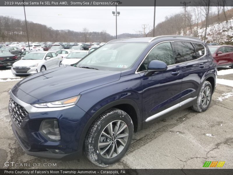 Stormy Sea / Espresso/Gray 2019 Hyundai Santa Fe SEL Plus AWD