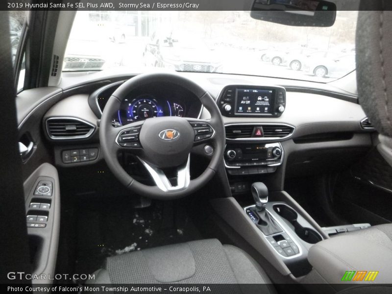 Stormy Sea / Espresso/Gray 2019 Hyundai Santa Fe SEL Plus AWD
