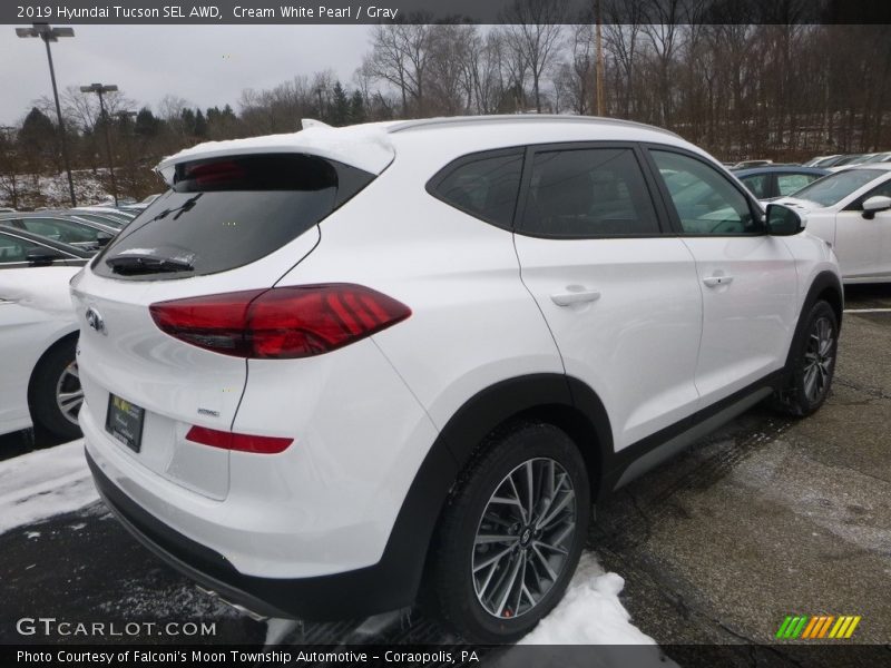 Cream White Pearl / Gray 2019 Hyundai Tucson SEL AWD
