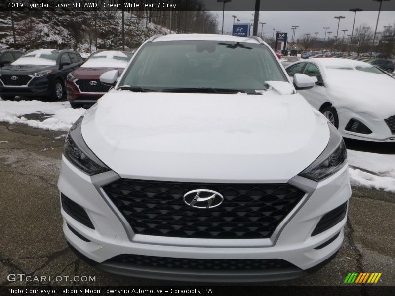 Cream White Pearl / Gray 2019 Hyundai Tucson SEL AWD