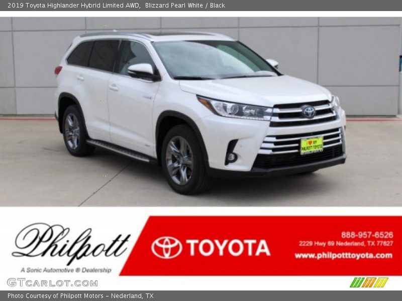 Blizzard Pearl White / Black 2019 Toyota Highlander Hybrid Limited AWD