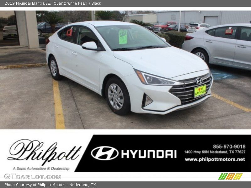Quartz White Pearl / Black 2019 Hyundai Elantra SE