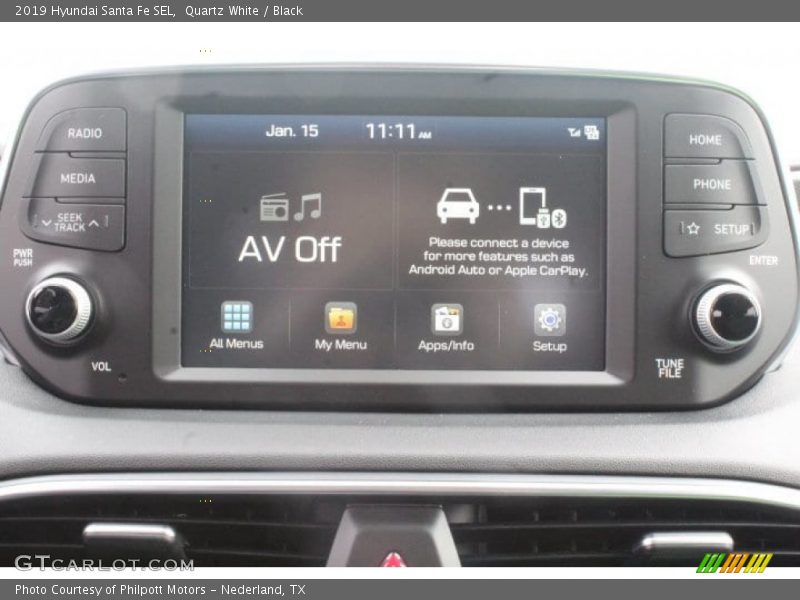 Quartz White / Black 2019 Hyundai Santa Fe SEL