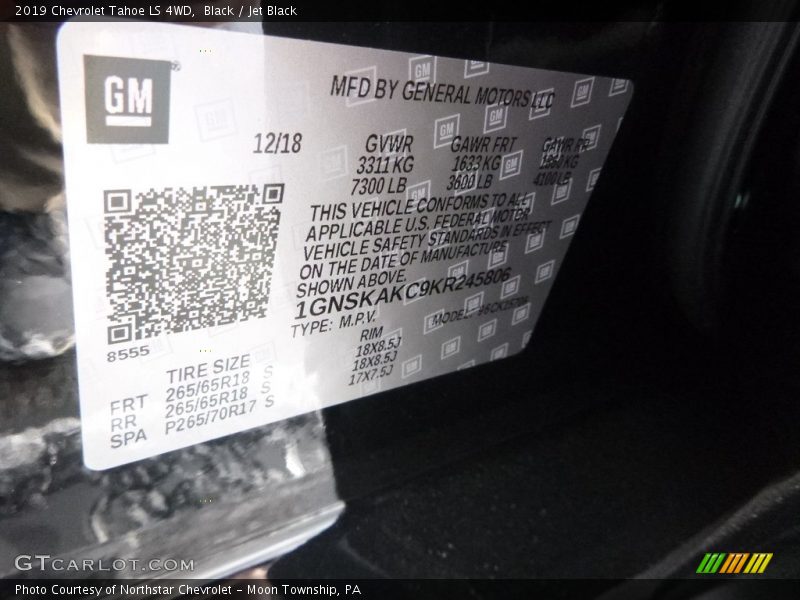 Black / Jet Black 2019 Chevrolet Tahoe LS 4WD