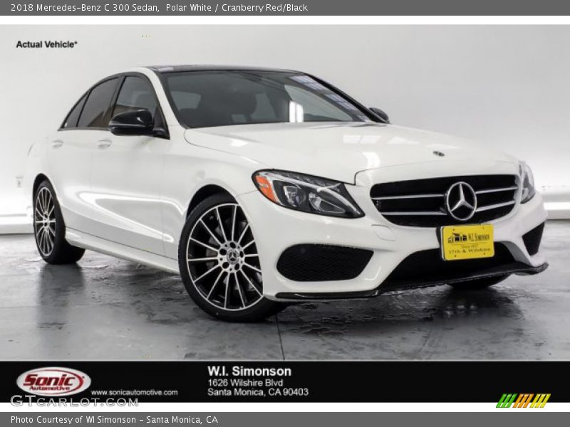 Polar White / Cranberry Red/Black 2018 Mercedes-Benz C 300 Sedan