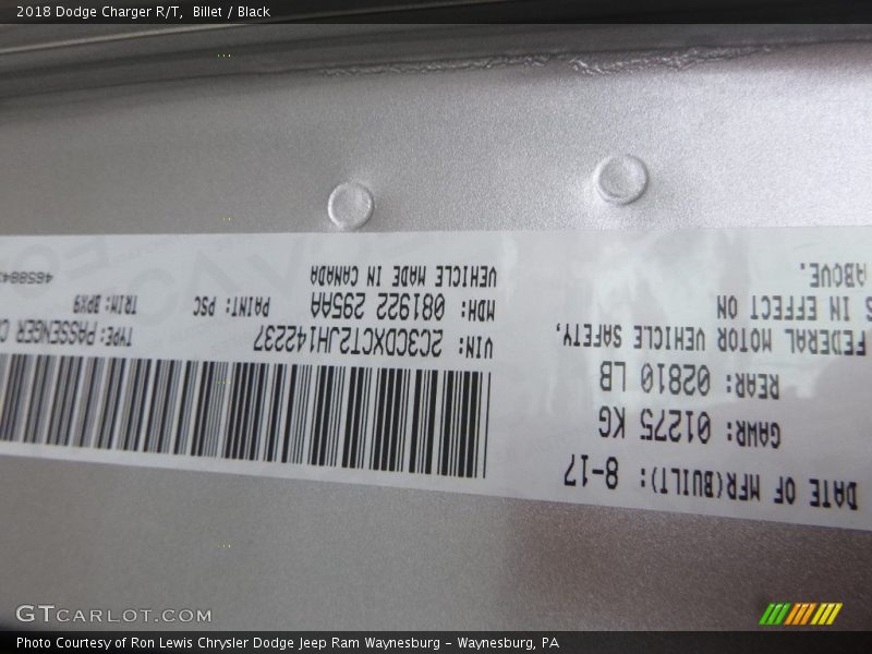 Billet / Black 2018 Dodge Charger R/T