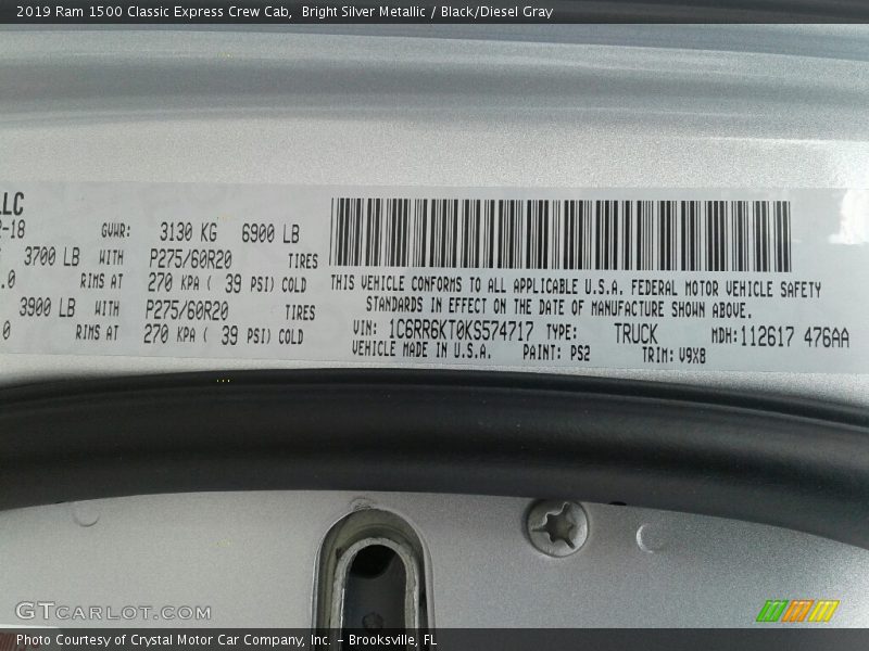 Bright Silver Metallic / Black/Diesel Gray 2019 Ram 1500 Classic Express Crew Cab