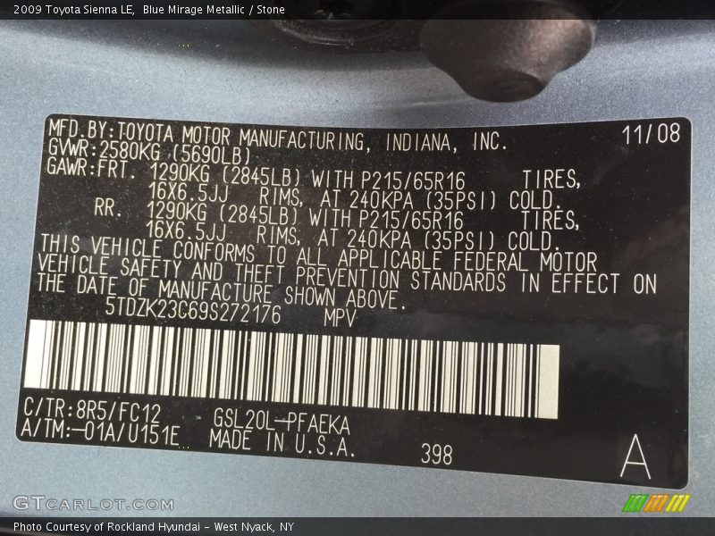 Blue Mirage Metallic / Stone 2009 Toyota Sienna LE