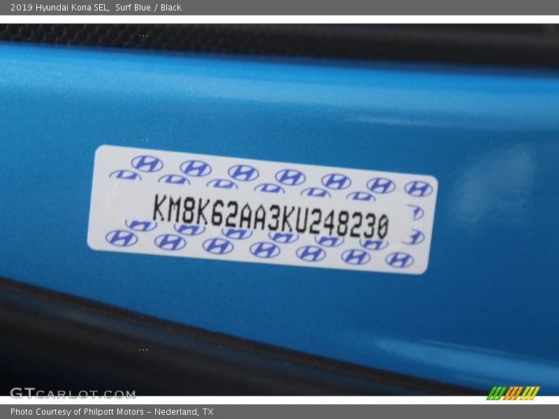 Surf Blue / Black 2019 Hyundai Kona SEL