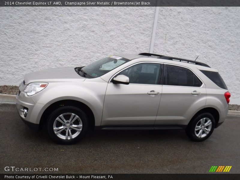 Champagne Silver Metallic / Brownstone/Jet Black 2014 Chevrolet Equinox LT AWD