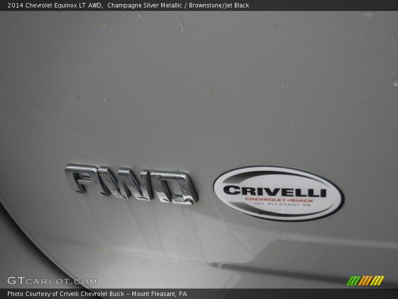 Champagne Silver Metallic / Brownstone/Jet Black 2014 Chevrolet Equinox LT AWD