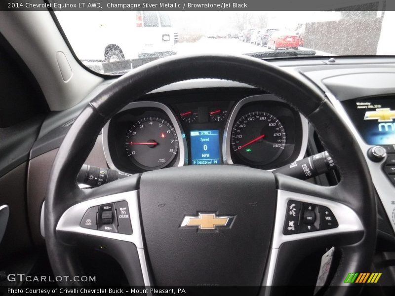 Champagne Silver Metallic / Brownstone/Jet Black 2014 Chevrolet Equinox LT AWD