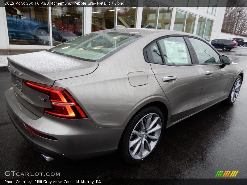 Pebble Gray Metallic / Blond 2019 Volvo S60 T6 AWD Momentum