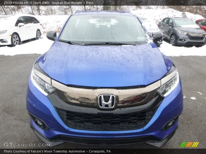 Aegean Blue Metallic / Black 2019 Honda HR-V Sport AWD