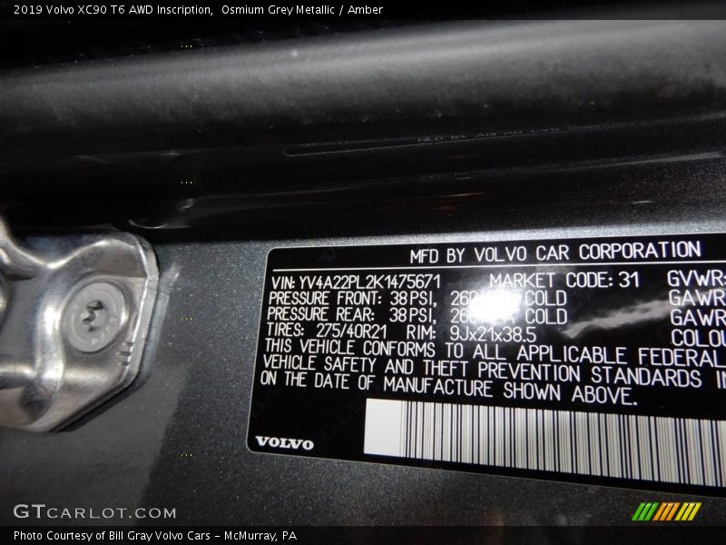 Osmium Grey Metallic / Amber 2019 Volvo XC90 T6 AWD Inscription