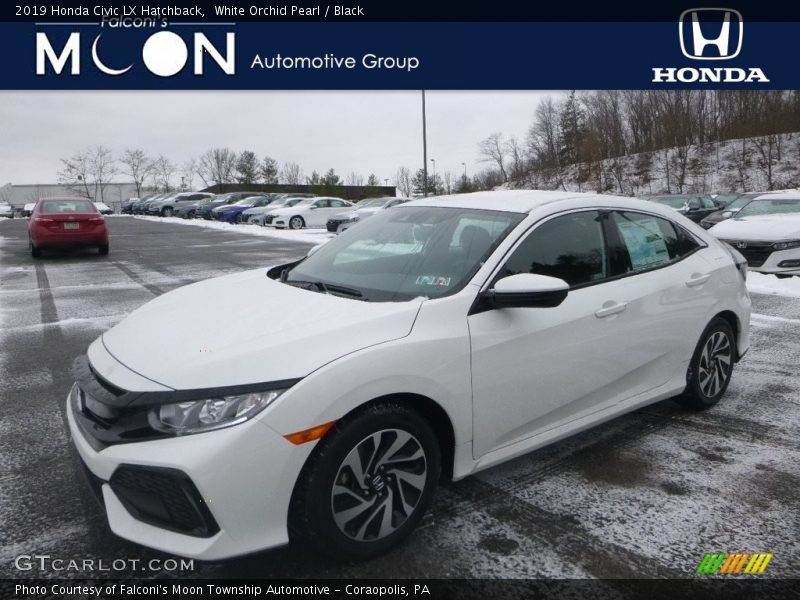 White Orchid Pearl / Black 2019 Honda Civic LX Hatchback