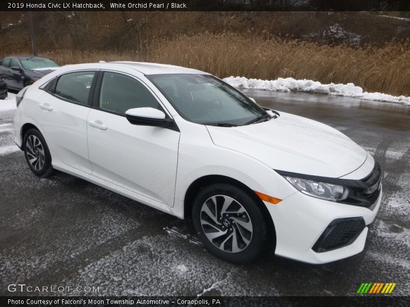 White Orchid Pearl / Black 2019 Honda Civic LX Hatchback