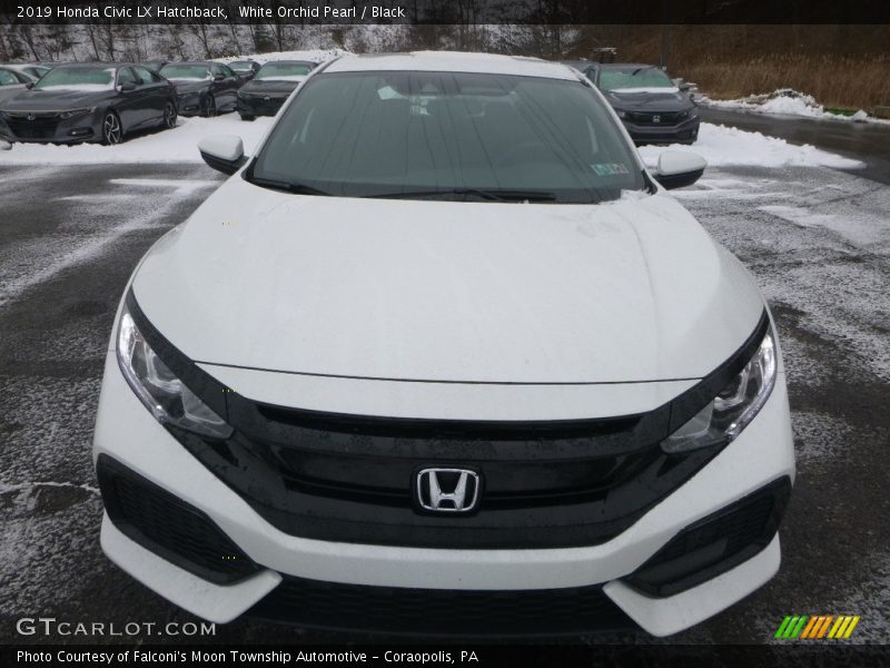 White Orchid Pearl / Black 2019 Honda Civic LX Hatchback