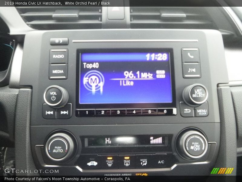 White Orchid Pearl / Black 2019 Honda Civic LX Hatchback