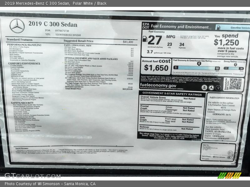 Polar White / Black 2019 Mercedes-Benz C 300 Sedan
