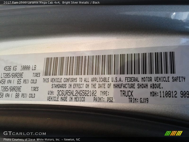 Bright Silver Metallic / Black 2017 Ram 2500 Laramie Mega Cab 4x4