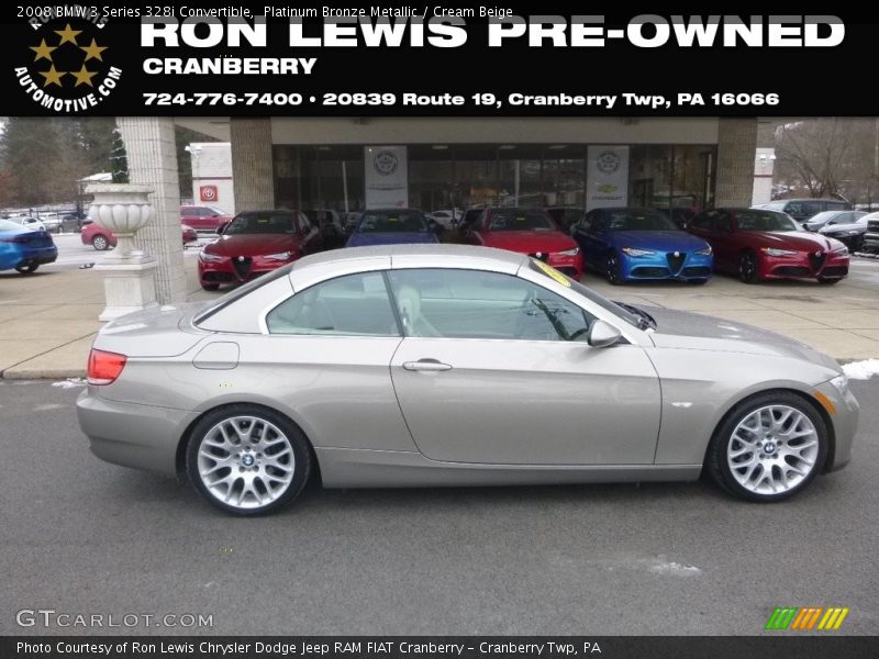 Platinum Bronze Metallic / Cream Beige 2008 BMW 3 Series 328i Convertible