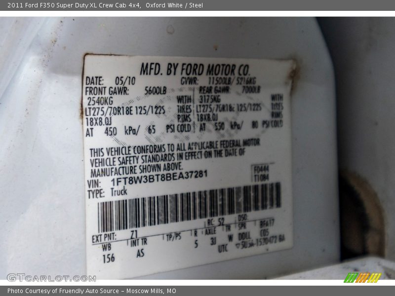 Oxford White / Steel 2011 Ford F350 Super Duty XL Crew Cab 4x4