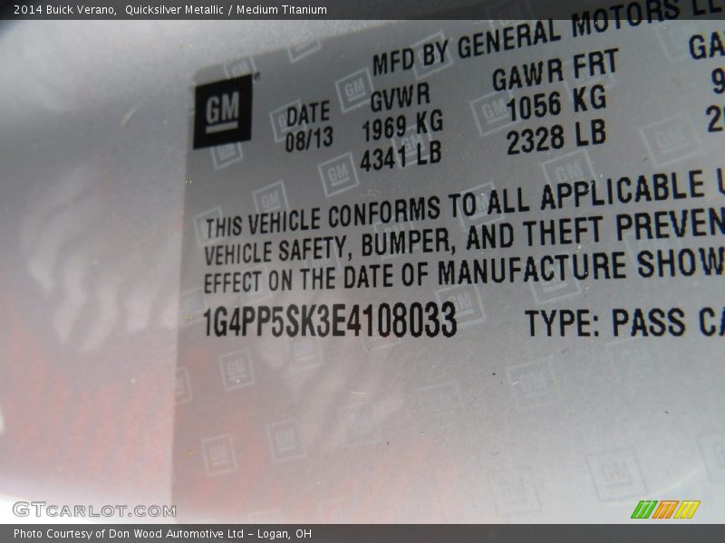 Quicksilver Metallic / Medium Titanium 2014 Buick Verano