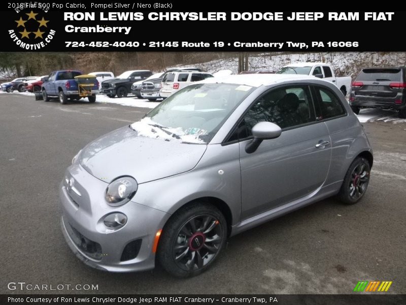 Pompei Silver / Nero (Black) 2018 Fiat 500 Pop Cabrio