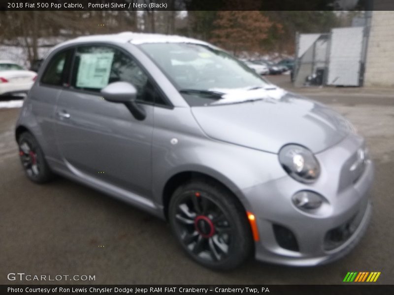 Pompei Silver / Nero (Black) 2018 Fiat 500 Pop Cabrio