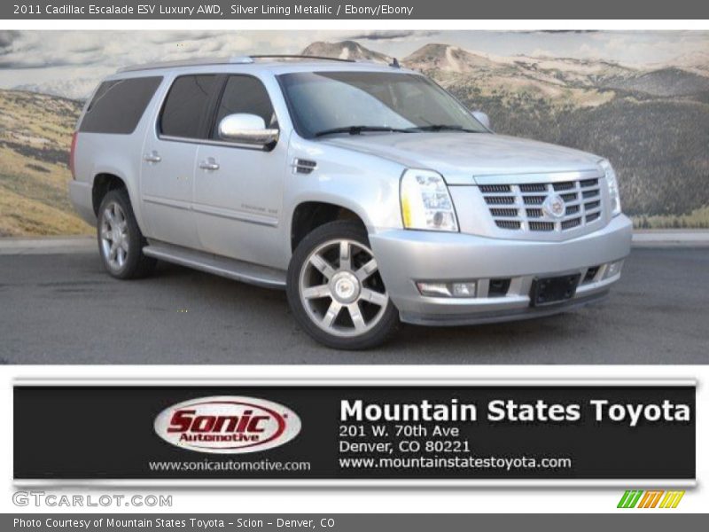 Silver Lining Metallic / Ebony/Ebony 2011 Cadillac Escalade ESV Luxury AWD