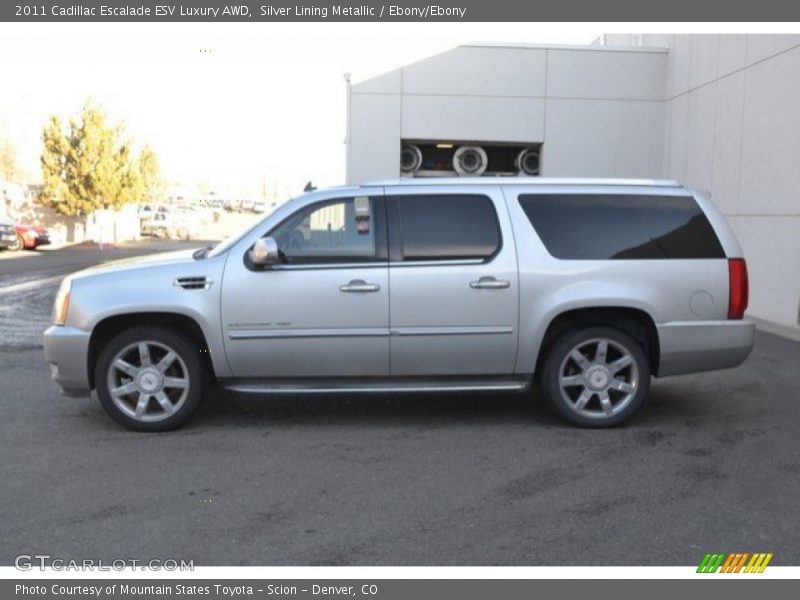 Silver Lining Metallic / Ebony/Ebony 2011 Cadillac Escalade ESV Luxury AWD