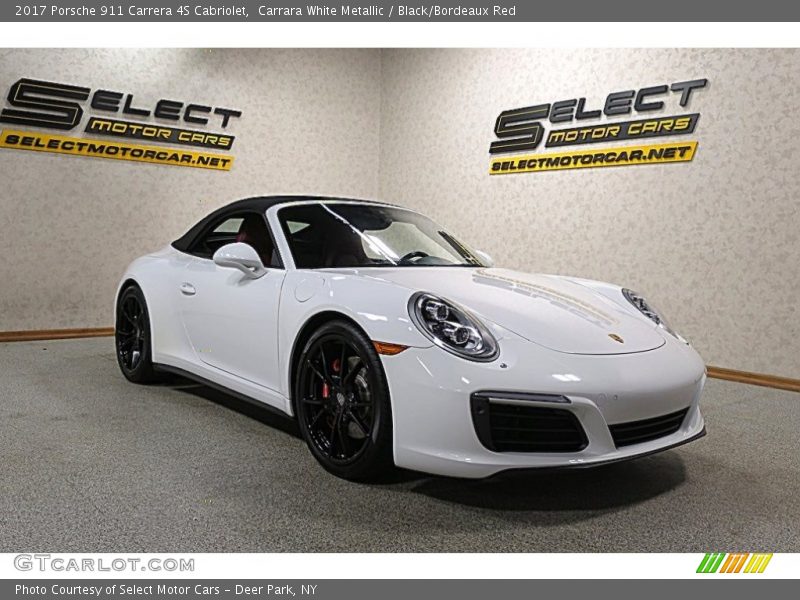 Carrara White Metallic / Black/Bordeaux Red 2017 Porsche 911 Carrera 4S Cabriolet