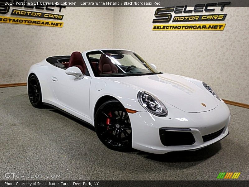Carrara White Metallic / Black/Bordeaux Red 2017 Porsche 911 Carrera 4S Cabriolet