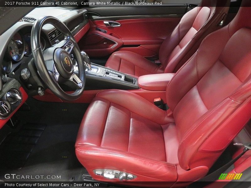 Carrara White Metallic / Black/Bordeaux Red 2017 Porsche 911 Carrera 4S Cabriolet