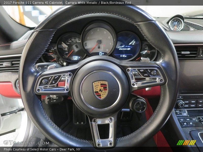 Carrara White Metallic / Black/Bordeaux Red 2017 Porsche 911 Carrera 4S Cabriolet
