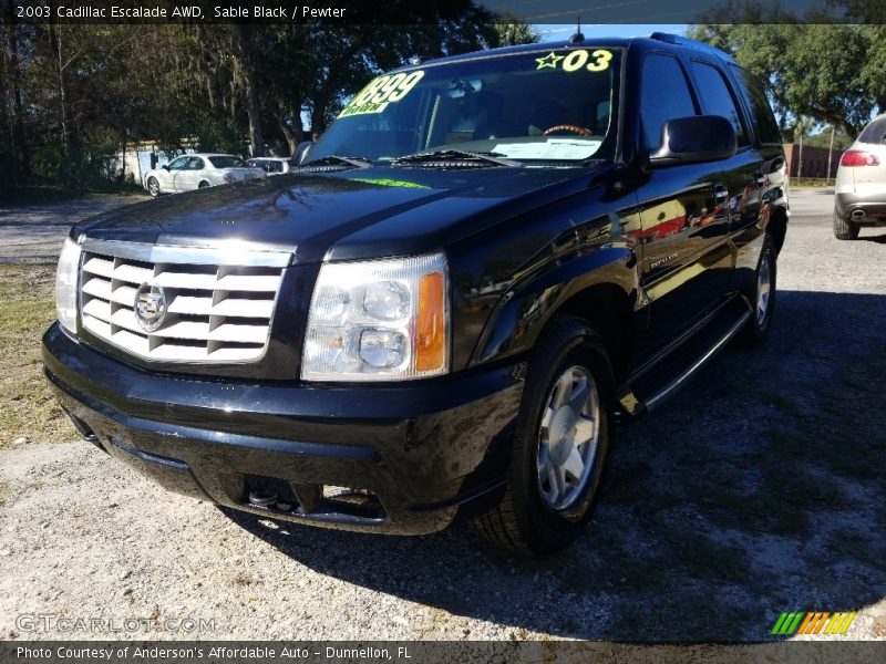 Sable Black / Pewter 2003 Cadillac Escalade AWD