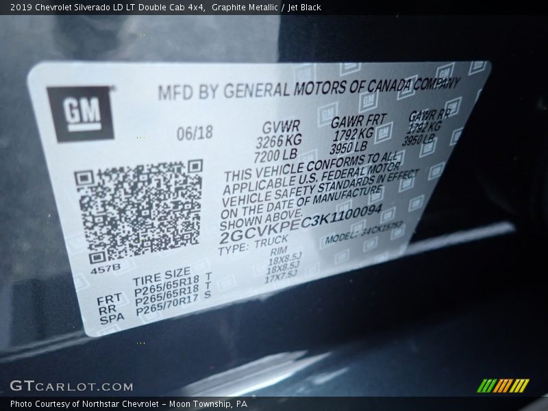 Graphite Metallic / Jet Black 2019 Chevrolet Silverado LD LT Double Cab 4x4