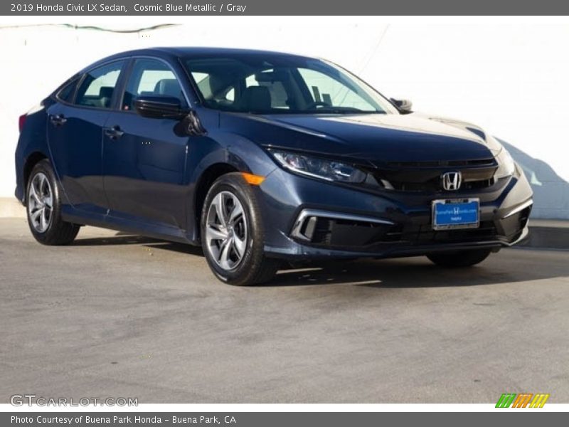 Cosmic Blue Metallic / Gray 2019 Honda Civic LX Sedan