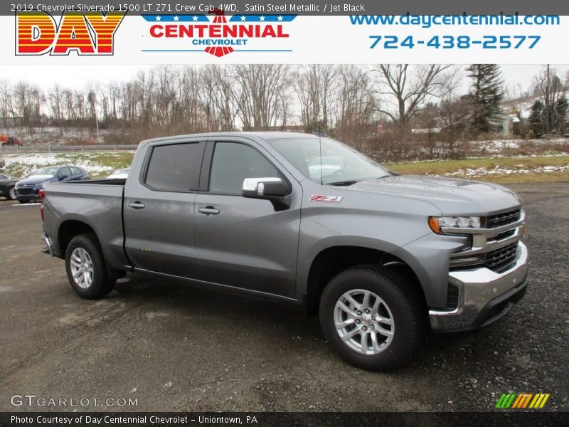 Satin Steel Metallic / Jet Black 2019 Chevrolet Silverado 1500 LT Z71 Crew Cab 4WD