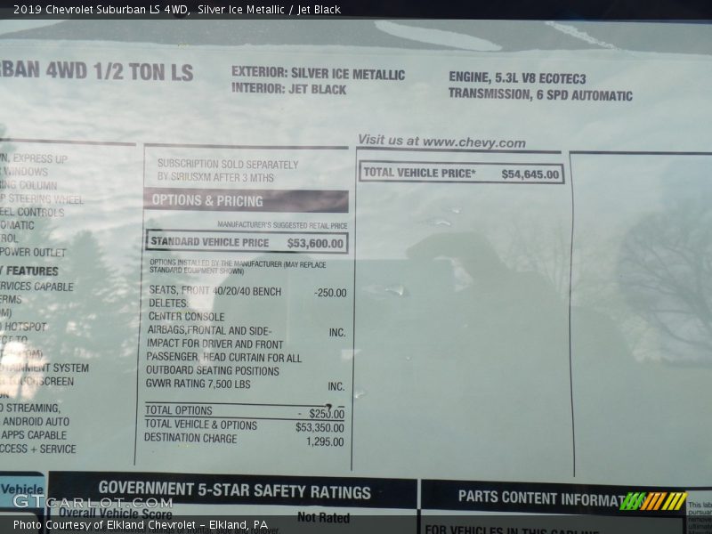 Silver Ice Metallic / Jet Black 2019 Chevrolet Suburban LS 4WD