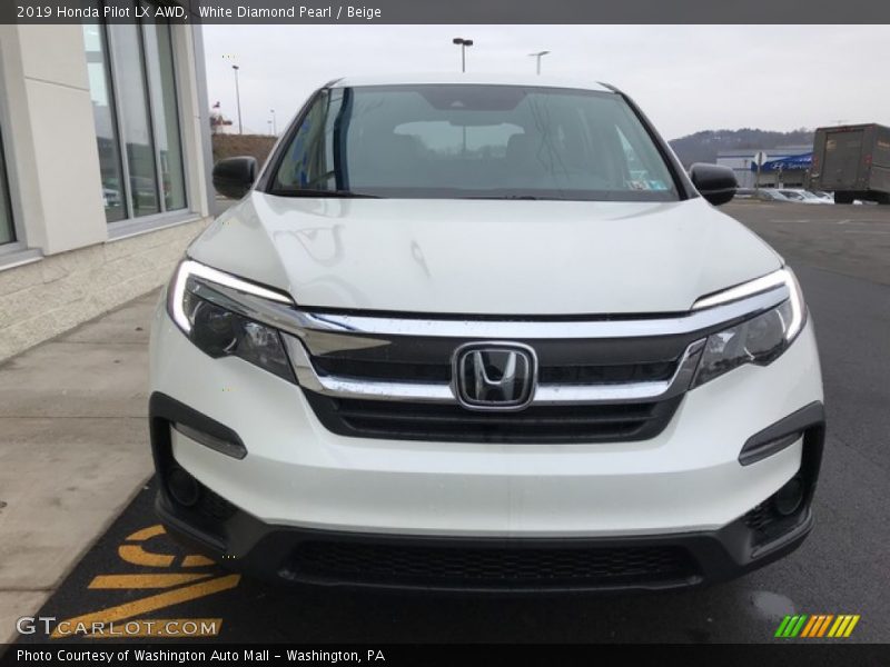 White Diamond Pearl / Beige 2019 Honda Pilot LX AWD