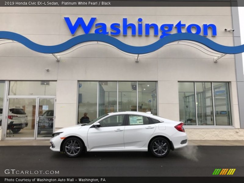 Platinum White Pearl / Black 2019 Honda Civic EX-L Sedan
